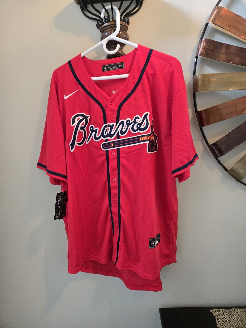Nike  Braves Baseball Jersey with Navy Trim